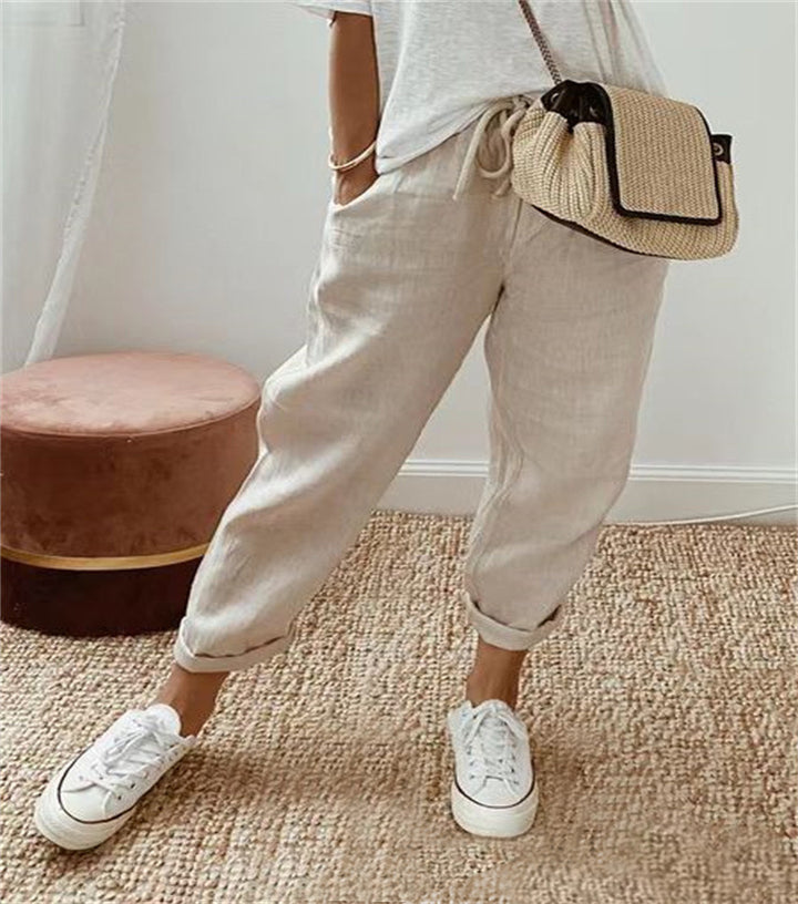 Damenschalotte-Haremshosen mit floralem Stickmuster Drune