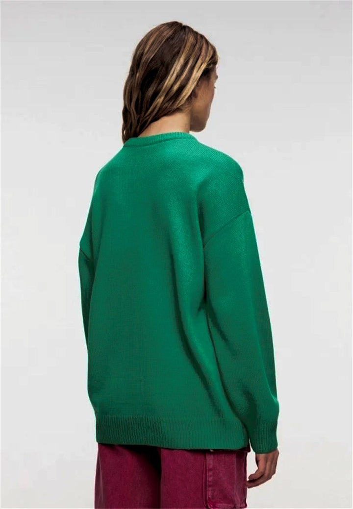 Damen Klassischer Pullover mit Statement-Design und lockerer Passform Drune