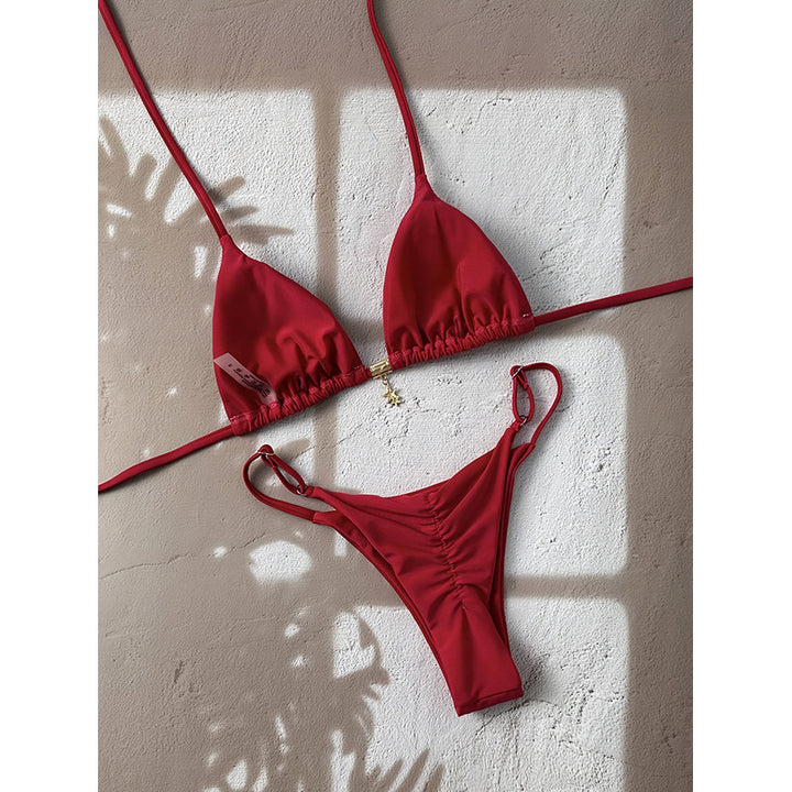Damen Triangel-Bikini-Set mit verstellbaren Trägern und nahtlosem Design Drune