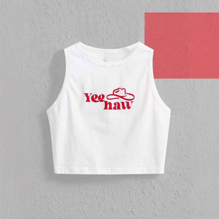Damen Crop-Top mit originellem Cowboy-Motiv und coolem Schriftzug Drune