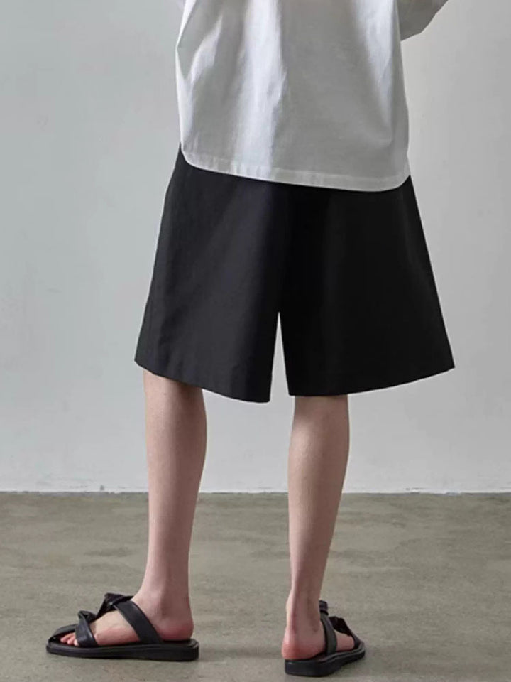 Damen weite Shorts mit Bundfalten und seitlichen Eingrifftaschen Drune