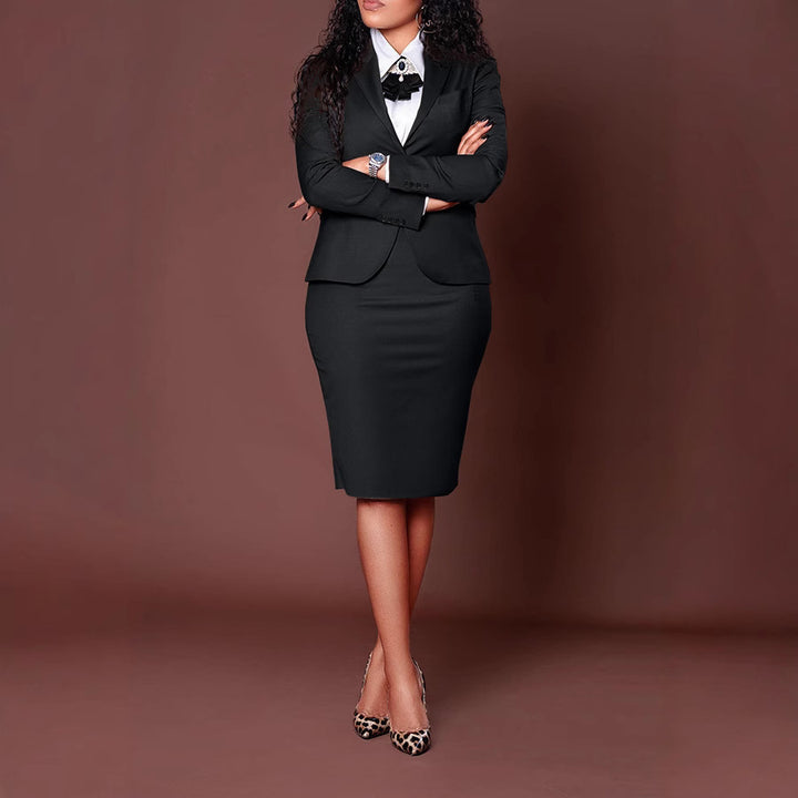 Damen elegantes Blazer-und Rock-Set mit figurbetonter Silhouette Drune