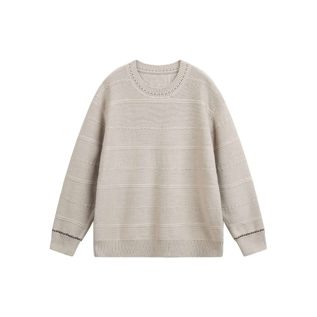 Damen Oversize-Strickpullover mit Strukturstreifen und Rundhalsausschnitt Drune