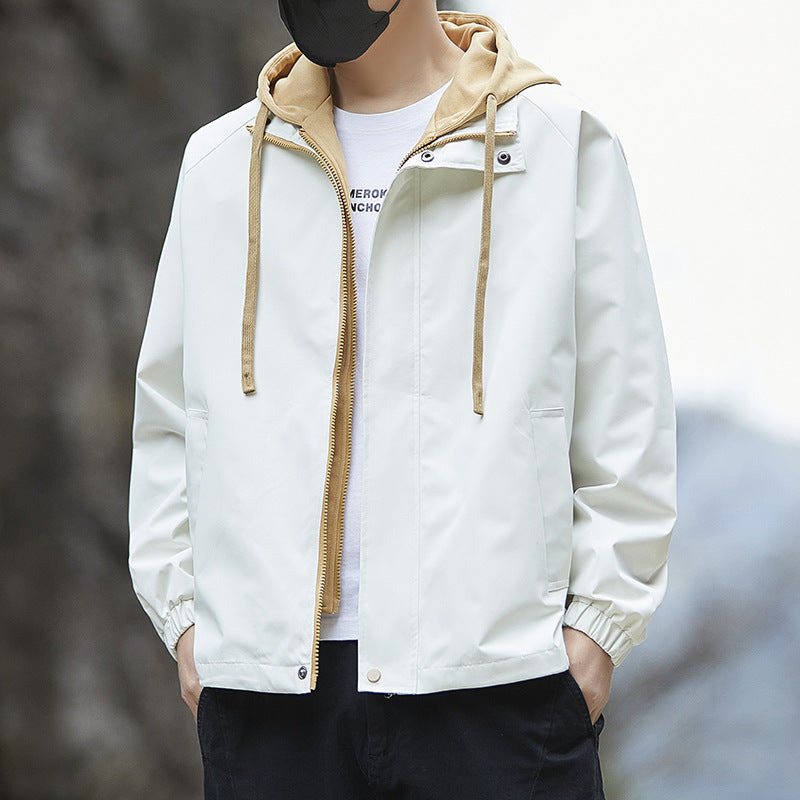 Herren Leichte Regenjacke mit verstellbarem Kapuzenkragen Drune