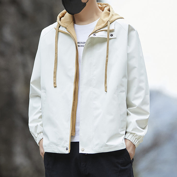 Herren Leichte Regenjacke mit verstellbarem Kapuzenkragen Drune