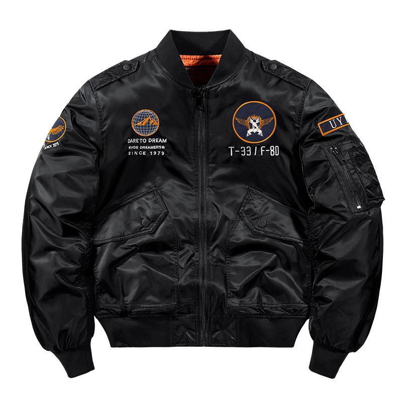 Herren Aviator-Bomberjacke im Military-Look mit gestepptem Thermofutter und Schulterpatches Drune