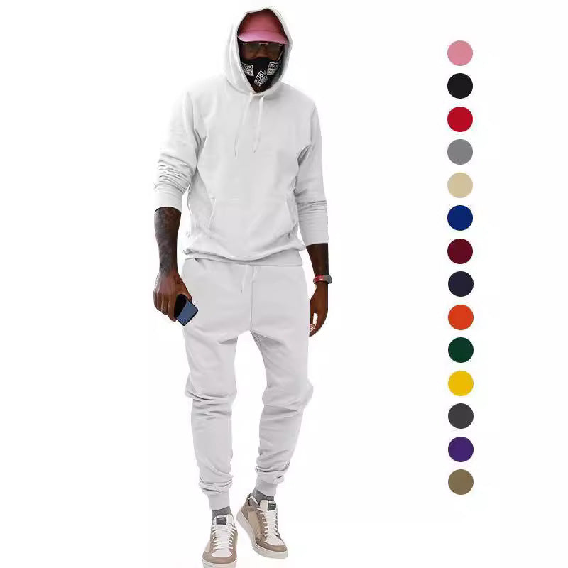 Herren nan lässiges Hoodie- und Jogging-Set aus French Terry mit Kängurutasche, gerippten Bündchen und elastischem Tunnelzugbund Drune