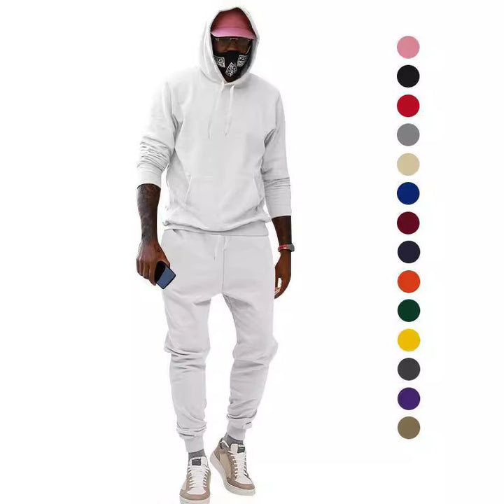 Herren nan lässiges Hoodie- und Jogging-Set aus French Terry mit Kängurutasche, gerippten Bündchen und elastischem Tunnelzugbund Drune