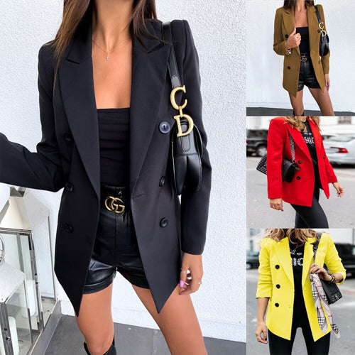 Damen eleganter taillierter Blazer mit doppelter Knopfleiste Drune
