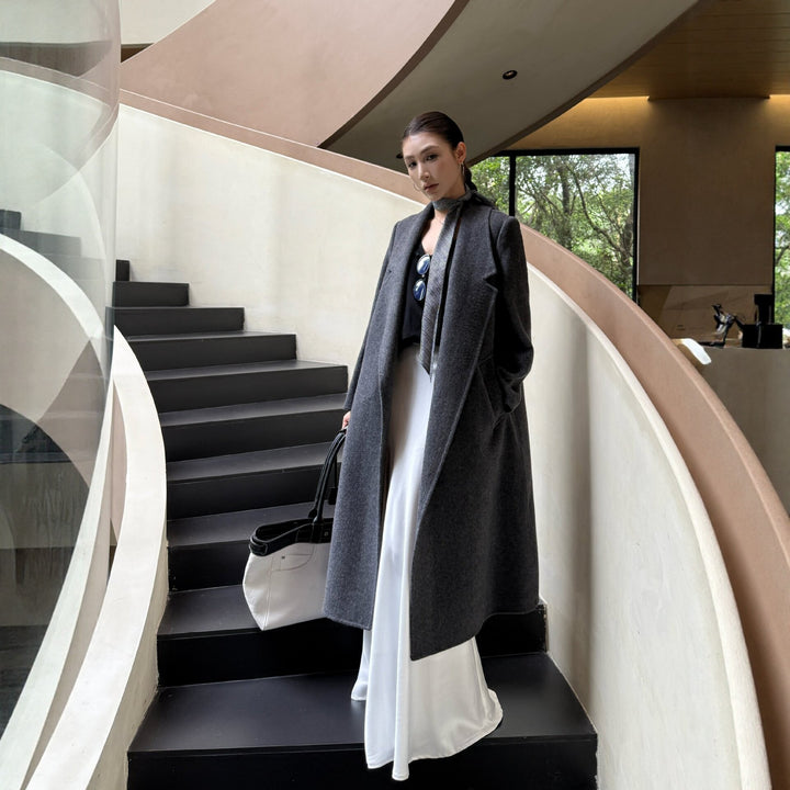 Damen Oversize Wollmantel mit strukturierter Schulterpartie und elegantem Revers Drune