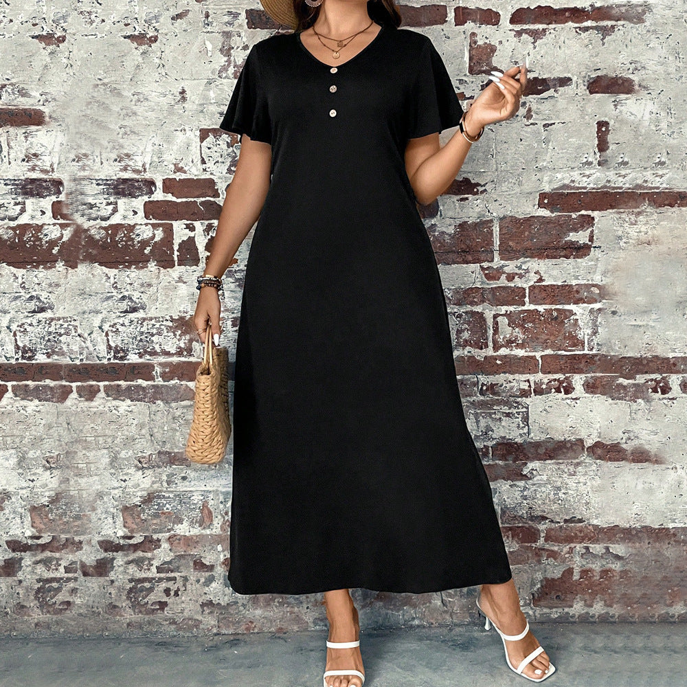 Damen lässiges Maxikleid mit Knopfdetails und elegantem Schnitt Drune