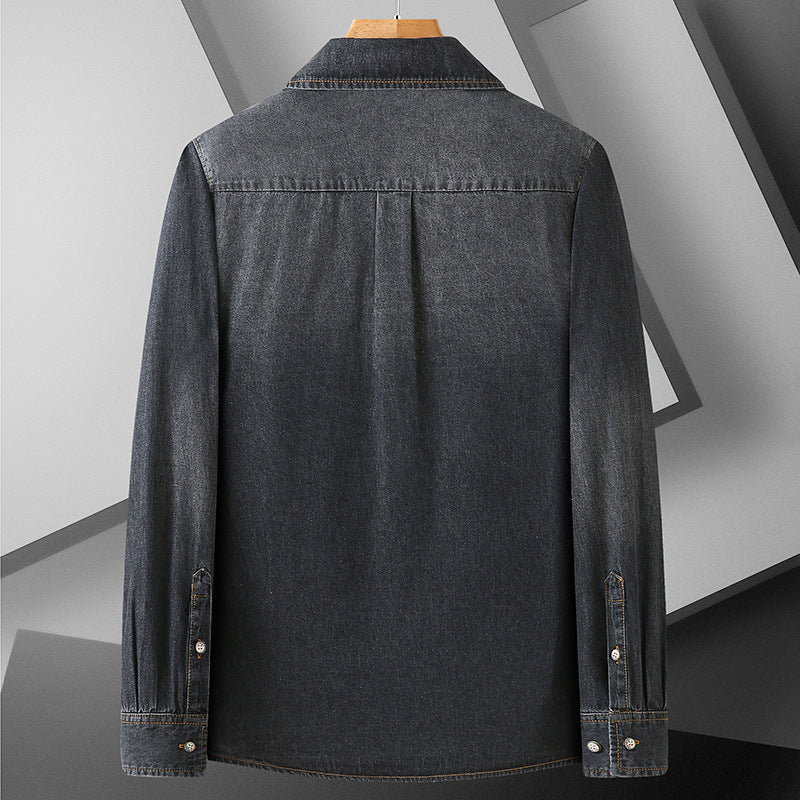 Herren Jeanshemd aus Denim mit Brustpattentaschen und Kentkragen Drune