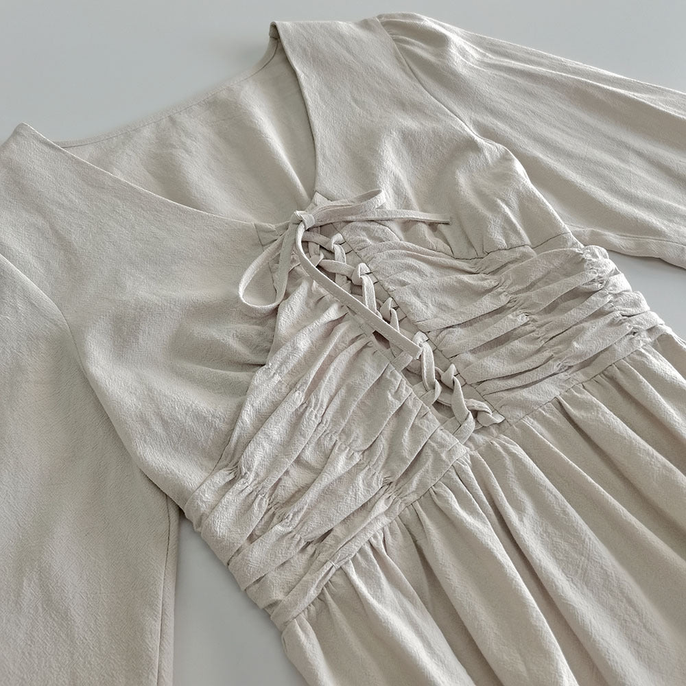 Damen Midikleid mit Rüschendetails und Taillengürtel Drune