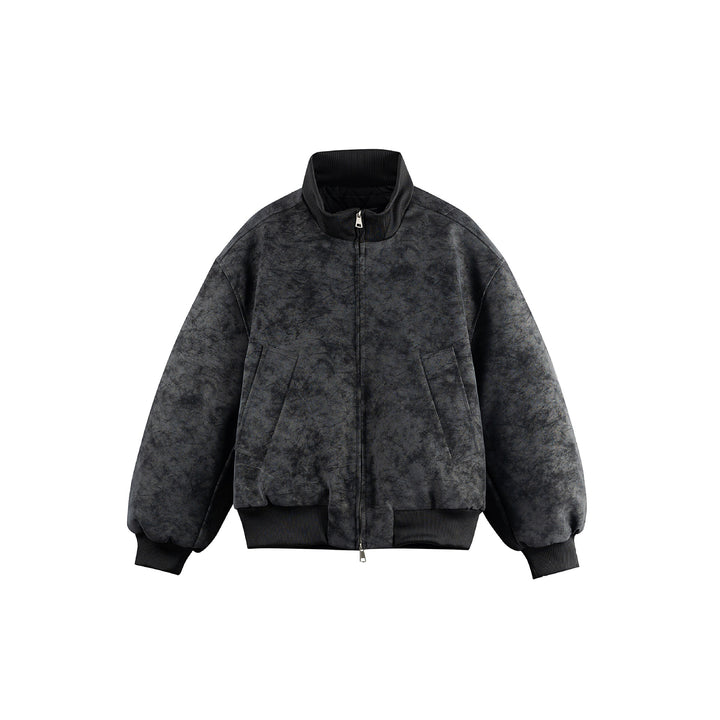 Damen Boxy-Bomberjacke im Vintage-Suede-Look mit hohem Rippkragen und Kängurutaschen Drune