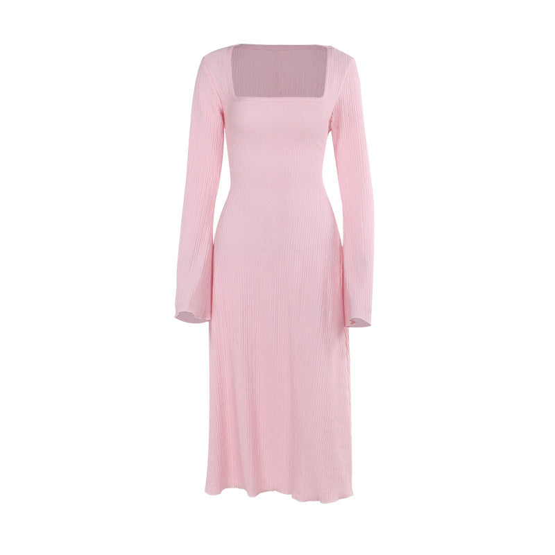 Damen elegantes Maxikleid mit tiefem V-Ausschnitt und schwingendem Rock Drune