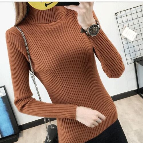 Damen Hochwertiger Rollkragenpullover mit Rippstruktur Drune