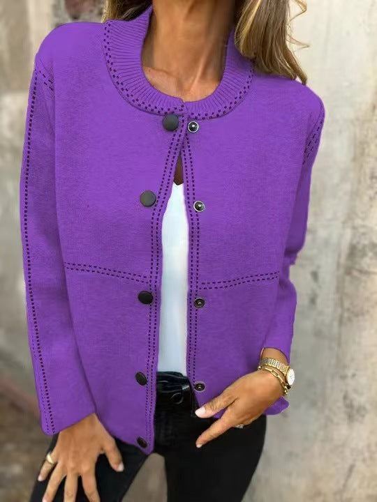 Drune | Strickjacke Lockere Passform Stricktextur Knopfverschluss Rundhals