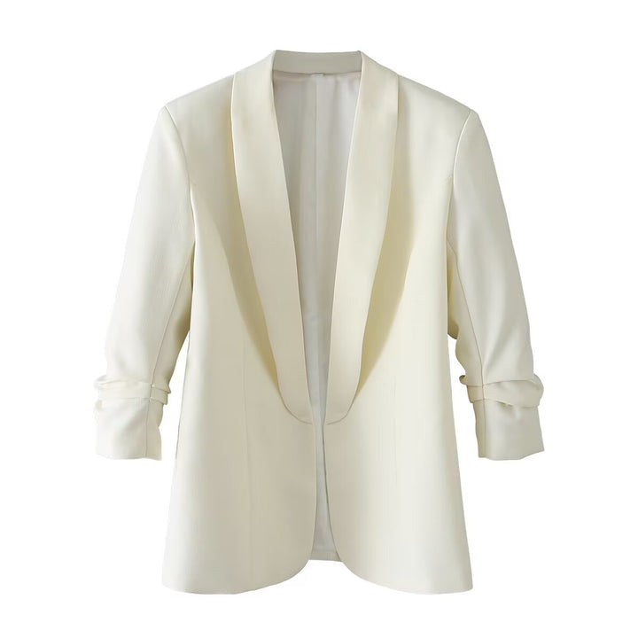 Damen nan langer unstrukturierter Blazer mit Schalkragen und krempelbaren Ärmeln Drune