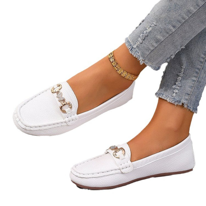 Damen Elegante Mokassin Loafer mit Zierkette und gepolstertem Komfortfußbett Drune