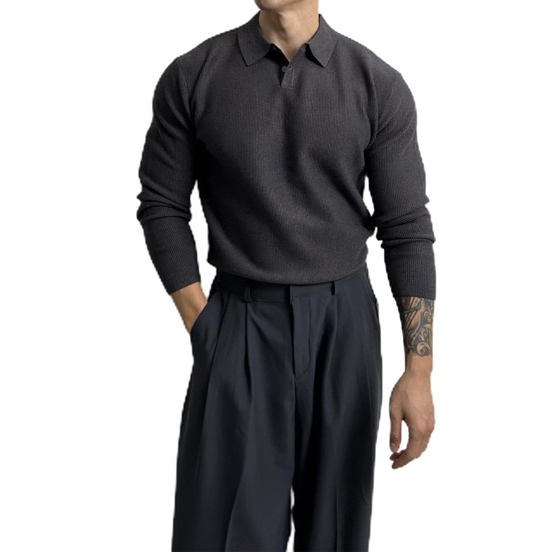 Herren Elegant Strukturierter Langarm-Pullover Drune