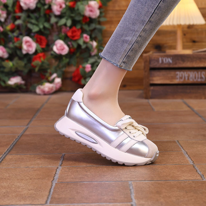 Damen Komfortable Sneakers im modischen Mix aus Leder und Textil Drune