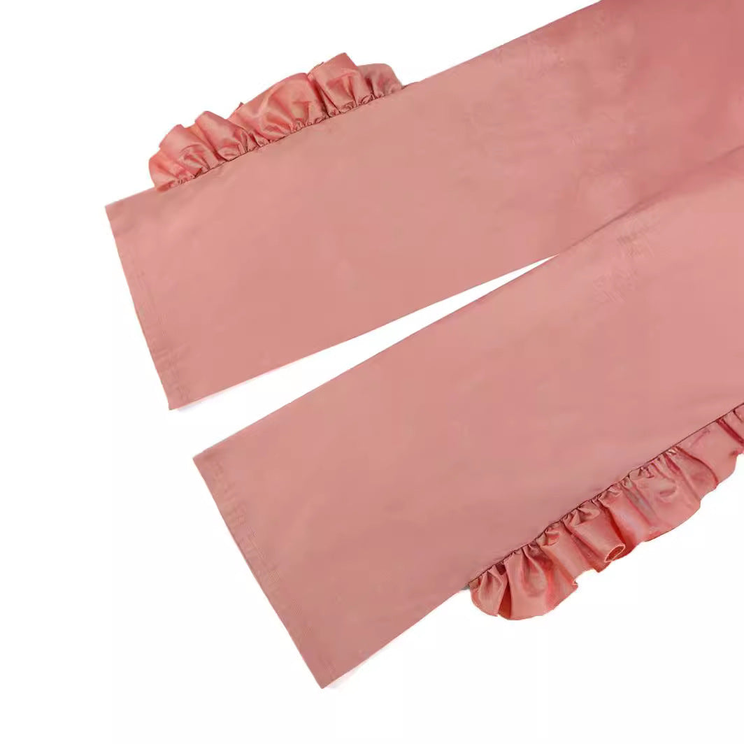 Damen elegante Schnitt Hose mit Rüschendetails Drune