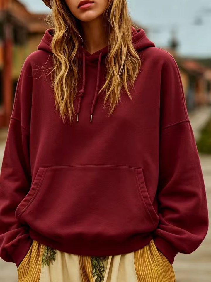 Damen Oversize-Kapuzenpullover mit Kängurutasche und Relaxed-Fit Drune