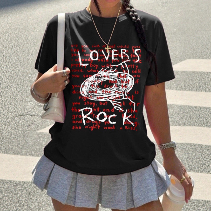 Damen Grafik T-Shirt mit kreativem Schriftzug und lässigem Schnitt Drune