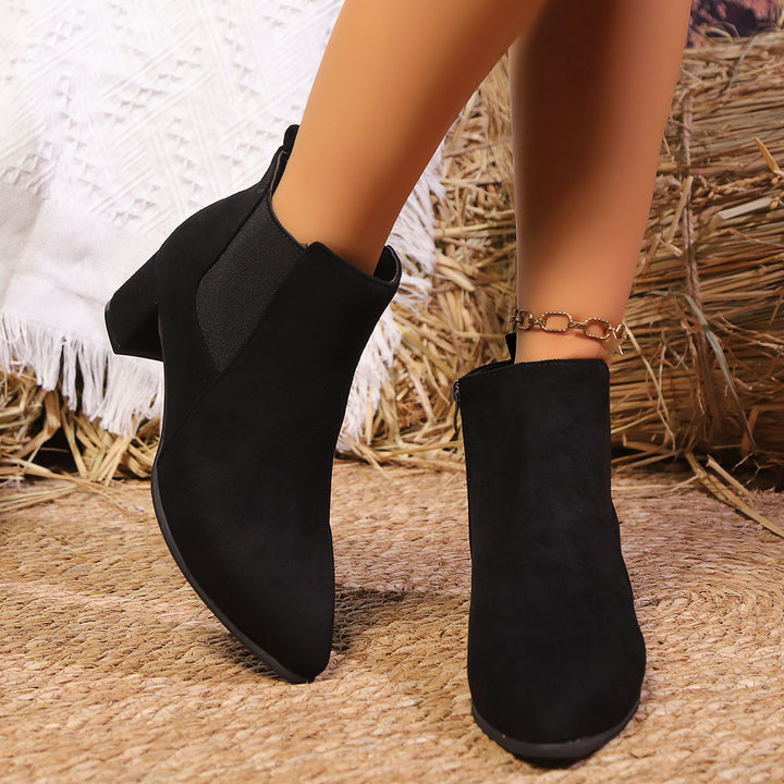 Damen Elegante Kurzstiefeletten mit Blockabsatz Drune