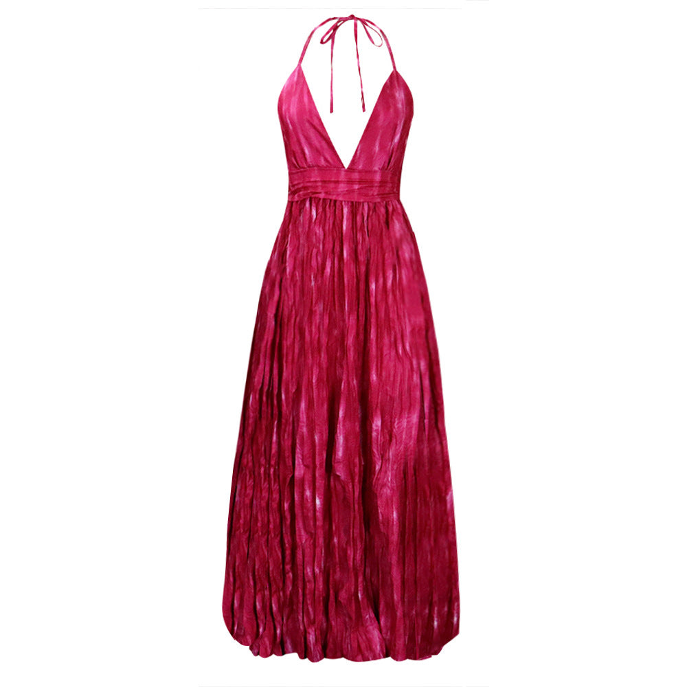 Damen Maxikleid mit tiefem V-Ausschnitt und fließendem Design Drune