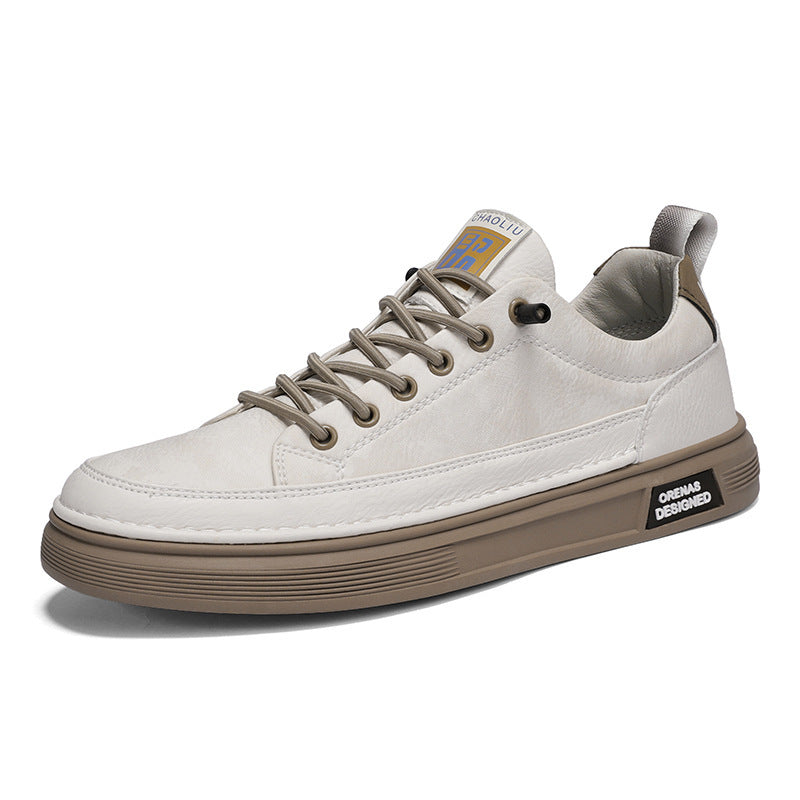 Herren Lederoptik-City-Sneaker mit gepolstertem Fersenkragen und langlebiger Plateau-Gummisohle Drune