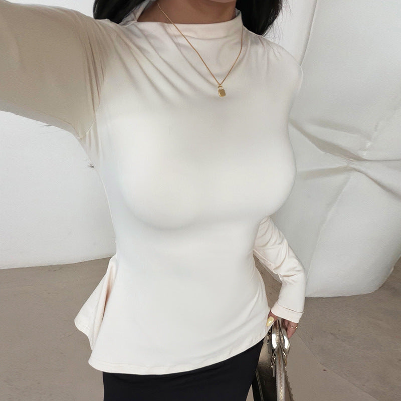Damen figurbetontes Langarmshirt mit asymmetrischem Ausschnitt und lässigem Schnitt Drune