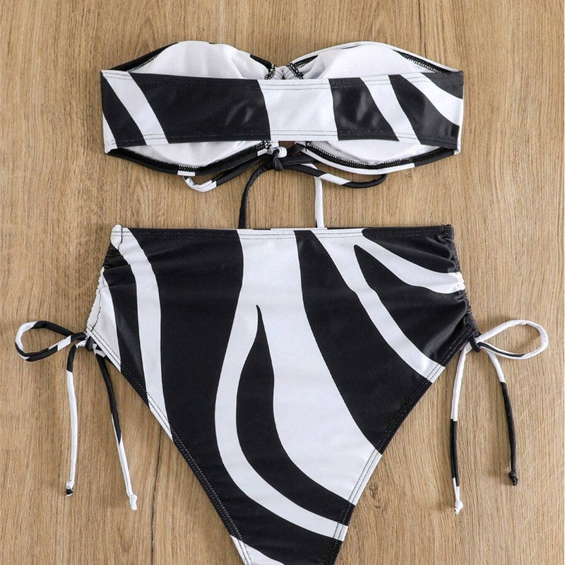 Damen Bikini-Set mit modischem Wickel-Design und verstellbaren Schnürdetails Drune