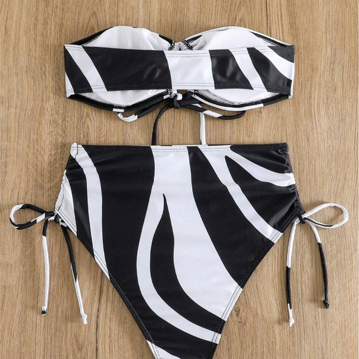 Damen Bikini-Set mit modischem Wickel-Design und verstellbaren Schnürdetails Drune
