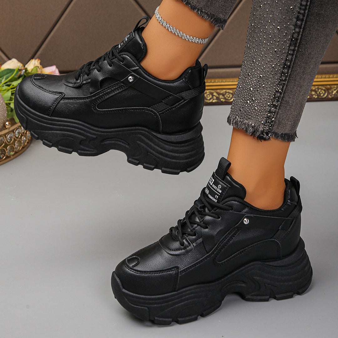 Damen Plattform-Chunky-Sneaker mit skulpturierter Profilsohle und gepolstertem Schaft Drune