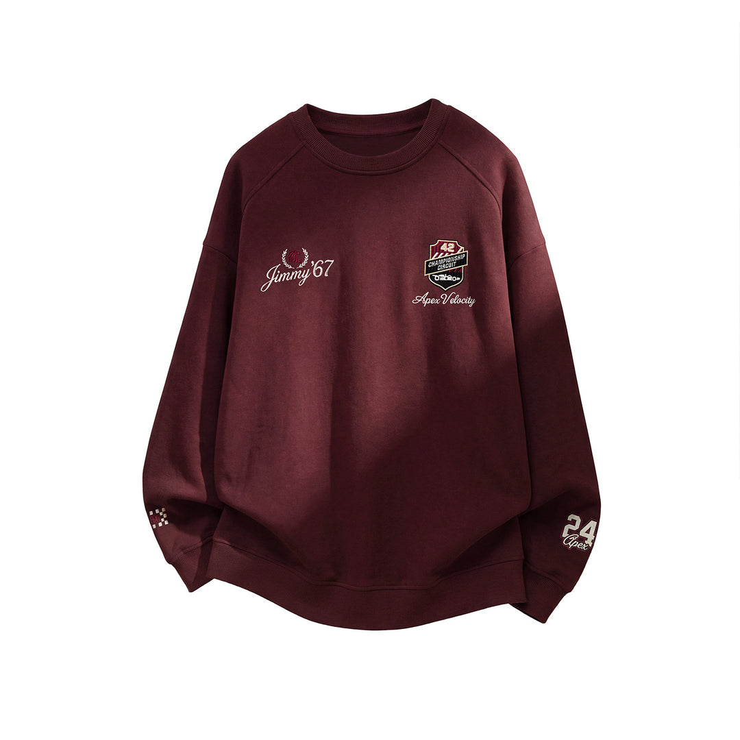 Unisex Oversize-Sweatshirt mit Rennsport-Stickereien und Raglanärmeln Drune