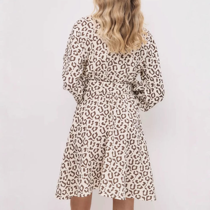 Damen Freizeitkleid mit taillierbarem Gürtel und eleganten Rüschendetails Drune
