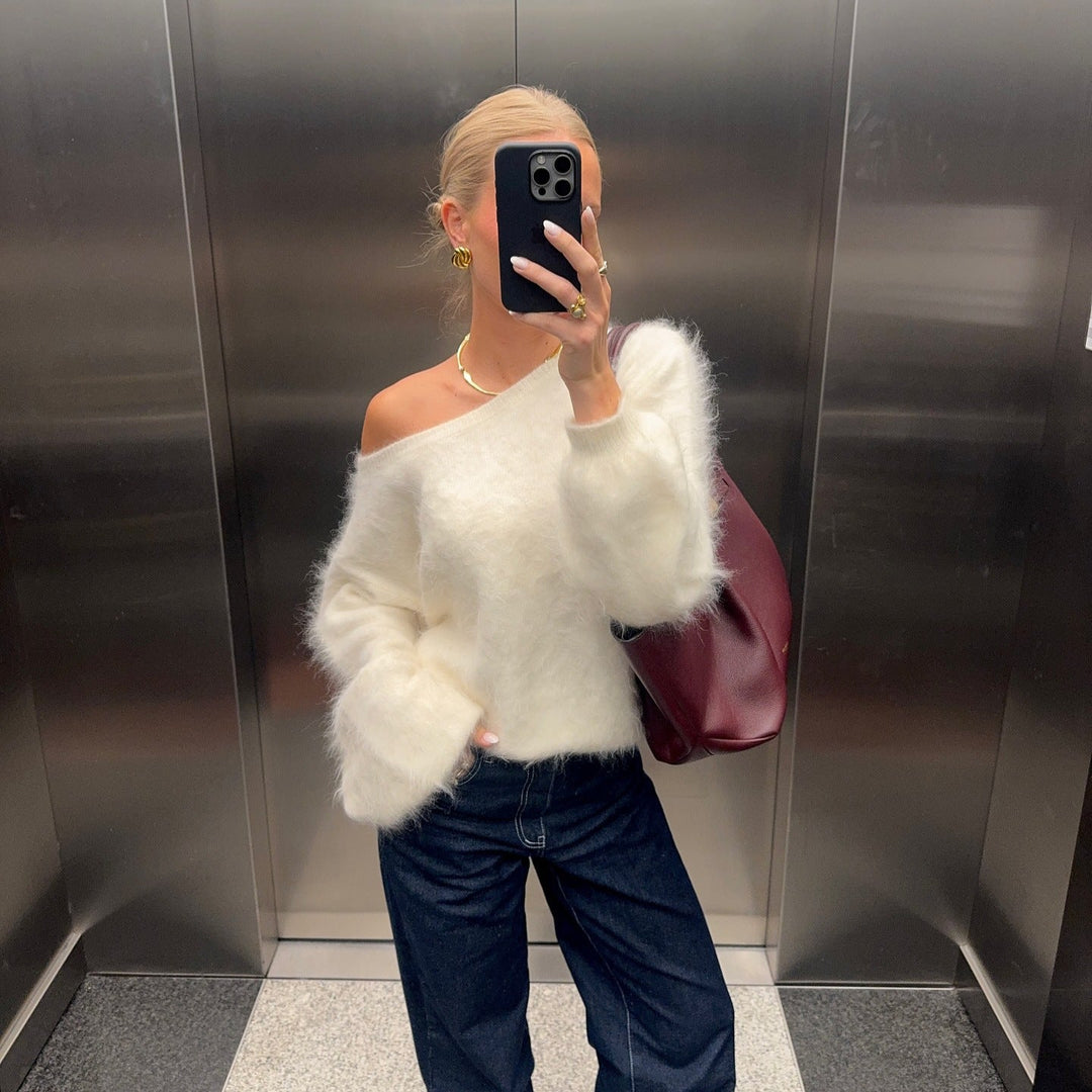 Damen Mohair-Mix Pullover mit Weichem Stoff & Oversized-Ärmeln | Drune
