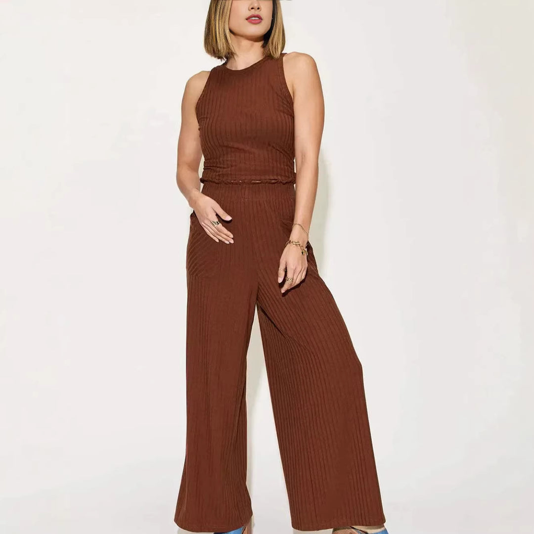 Damen lässiger Overall mit weitem Bein und praktischen Taschen Drune