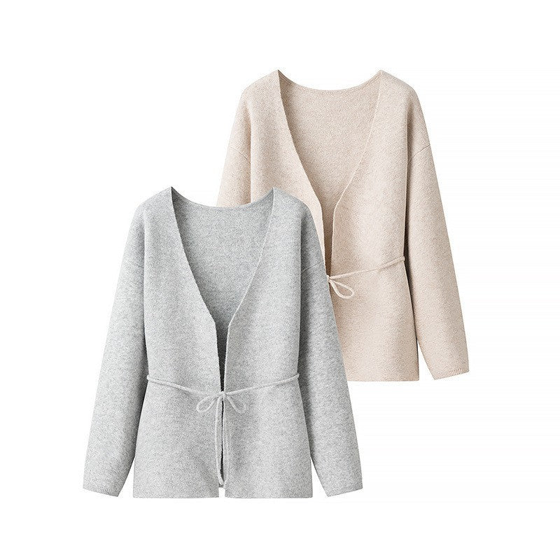 Damen Kuschelige Strickjacke mit Bindegürtel und modernem Schnitt Drune
