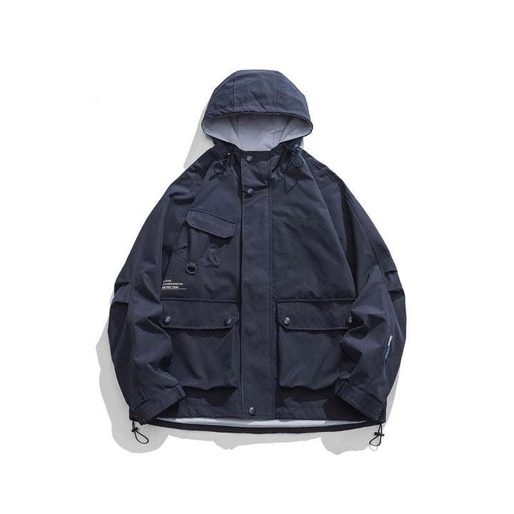 Unisex Oversize-Utility-Jacke mit Kapuze, multifunktionalen Pattentaschen und Kordelzug Drune