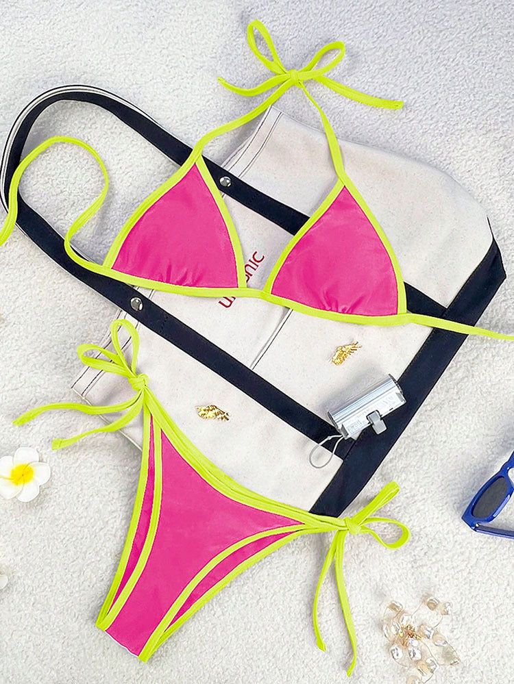 Damen Triangel-Bikini mit verspielten Schleifen Drune