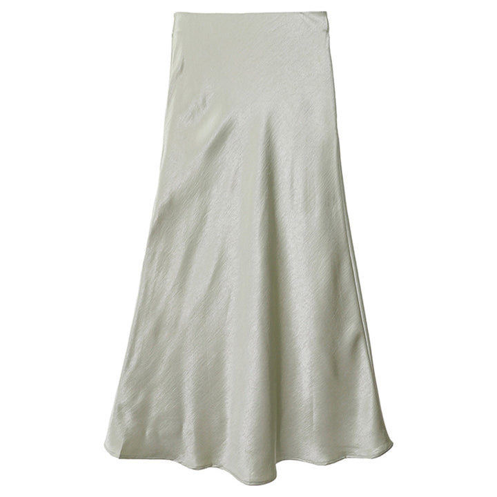 Damen nan eleganter Midirock aus Satin mit A-Linie und nahtlosem Bund Drune