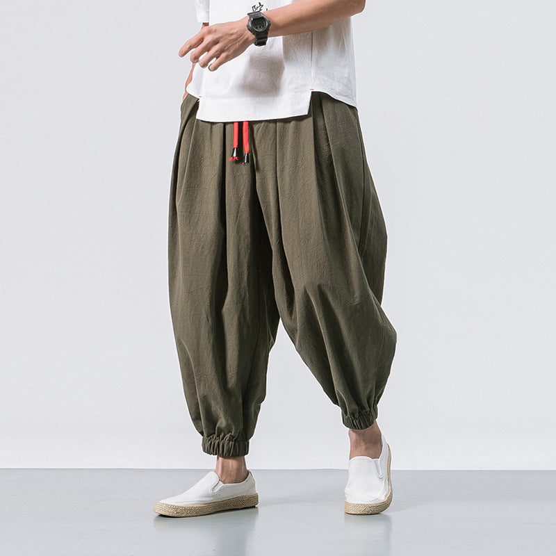 Herren nan ausgefallene Ballonhose im Haremstil mit Faltenwurf, elastischem Bund und Kordelzug Drune