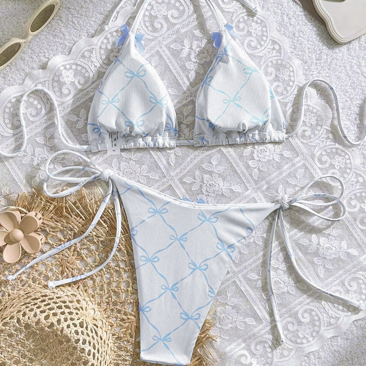 Damen Triangel-Bikini mit zarten Schleifendetails Drune