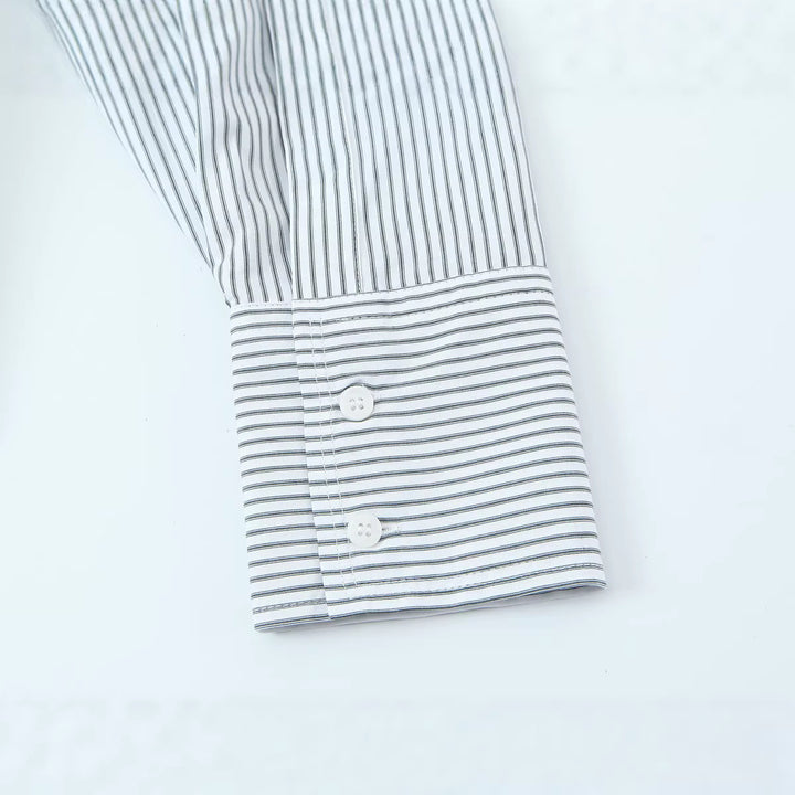 Damen Bindeschal‑Bluse mit Streifenmuster und Oversize‑Passform Drune