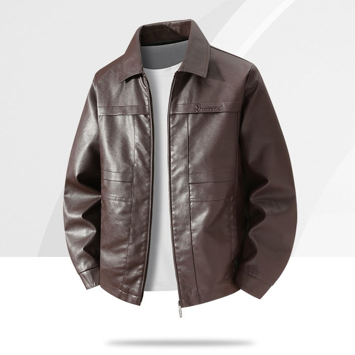 Herren Hochwertige Kunstlederjacke mit klassischem Schnitt Drune