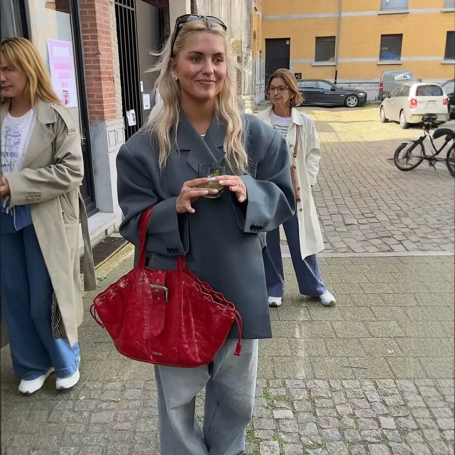 Damen elegante Oversize-Jacke mit schickem Revers Drune