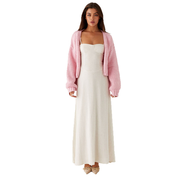 Damen Oversized Grobstrick-Cardigan mit Schalkragen und Rippbündchen Drune