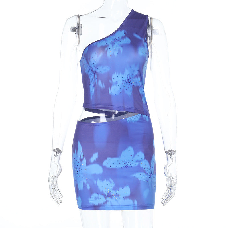 Damen asymmetrisches Oberteil mit floralem Muster Drune